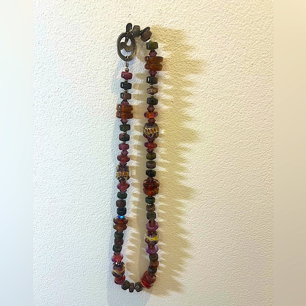 Joshua Benbassat JBB Signed Gemstone Beaded Necklace w/ Sterling 925 Clasp